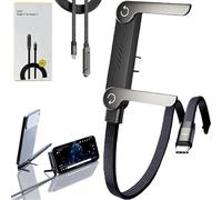 Invisible Holder Charger Cable with Stand, Sideways Phone Charger,65w/240w Stand Data Cable,Horizontal Phone Charger,Braided Fast Charging Cable,360° Adjustable Metal Stands (USB-A to TYPE-C（65W）*1)