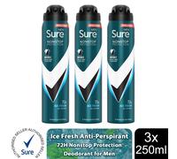 (Invisible Ice - 3 PK) Sure Men AP Deodorant 72H Nonstop Protection 250ml