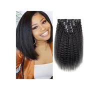 Invisible Kinky Straight Clips In Human Hair Extensions 120G 8Pcs/Set In Brazilian Natural Color 10-26inches Hair Extensions(22inches)