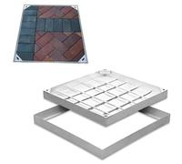 Invisible Manhole Cover and Frame - Recessed Block Paving Inspection Lid for Indoor and Outdoor Use, 304 Stainless Steel, 2.6 Ton Load Capacity(90x90x5cm)