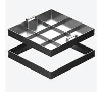 Invisible Manhole Cover - Stainless Steel Septic Tank Lid, 15.7in Square Embedded Sewage Basin Cover with Base & Hooks for Durable Concrete Well Protection