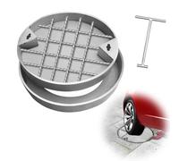 Invisible Manhole Covers for Driveway, Stainless Steel Manhole Cover and Frame/Recessed Septic Tank Lid with T-style Handle, Outside Yard Round Sewer Cover(Outer Dia 21 in/533 MM)