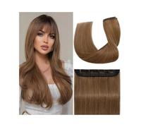 Invisible One-Piece Full Head Clip In Human Hair Extensions Light Brown Straight 1 Piece 5 Clips 100G/Pc Hair Extensions(24inches)