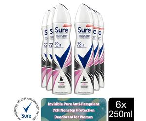 (Invisible Pure-6PK) Sure Women 72H Nonstop Protection Deodorant