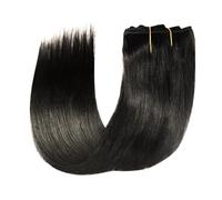 Invisible Real Human Hair Invisible Straight Seamless Clip On Hair Extensions 8pcs With 18 Clips Double Weft Hair 120g Hair Extensions(1B,18inches)