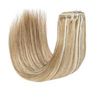 Invisible Real Human Hair Invisible Straight Seamless Clip On Hair Extensions 8pcs With 18 Clips Double Weft Hair 120g Hair Extensions(P8-613,18inches)