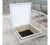 Invisible Round Sunken Access Cover Aluminum Roof Hatch Zinc-Coated Steel Hydraulic Support Lockable Handle Rubber Seal White Multiple Sizes (90x90cm/35.4x35.4in)