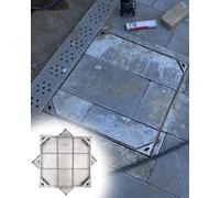 Invisible Septic Tank Lid - Recessed Stainless Steel Manhole Cover for Driveway Outdoor/Indoor Utility Frame with Strainers (40x40x5cm) -Safe & Heavy-Duty