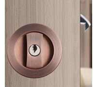 Invisible Single Side Door Lock with Key for Sliding Doors Indoor Folding Kitchen Balcony Doors Zinc Alloy Hook Lock Black Silver(Black (with Key))