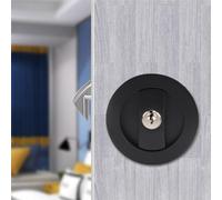 Invisible Single Side Door Lock with Key for Sliding Doors Indoor Folding Kitchen Balcony Doors Zinc Alloy Hook Lock Black Silver(Silver (with Key))