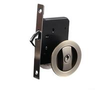 Invisible Single-Side Indoor Sliding Door Lock with Key & Hook Tongue - Zinc Alloy, Discreet Security for Folding, Kitchen & Balcony D(Green Bronze&Keys)