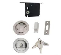 Invisible Single-Side Indoor Sliding Door Lock with Key & Hook Tongue - Zinc Alloy, Discreet Security for Folding, Kitchen & Balcony D(Silver (with Key))