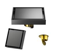 Invisible Square Drain Cover 4 X 4 Inch Stainless Steel 304 Shower Drain Cover Non-Blocking Hair Catcher Brass Core Gunmetal Gray Anti-odor for Bathroom Patios Washroom