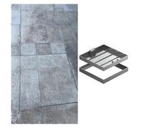 Invisible Square Metal Inspection Cover with Base & 2 Stainless Steel Handles Sizes: 15.7" to 33.5" Ideal for Outdoor Septic Tanks and Courtyards