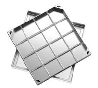 Invisible Stainless Steel Access Cover Square Drainage Lid Freely Opening Design Various Sizes (35x35cm/13.8x13.8in) Sleek Silver Finish Ideal for Outdoor Use.