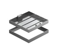 Invisible Stainless Steel Square Drain Cover and Frame Sunken Septic Tank Lid with Base Drainage Manhole Cover for Driveways Walkways Courtyards and Gardens (35 x 35 cm)