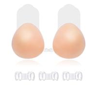 Invisible Stick on Push Up Bra - Silicone Sticky Bras Push Up Women's Adhesive Backless Bra, Reusable Strapless Bras for Women Backless Dresses (A/B) Beige