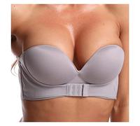 Invisible Strapless Bras For Women Push Up Seamless Bandeau Bra Wireless Half Bras Backless Dresses Lingerie (Color : Grey, Size : 70/32C)