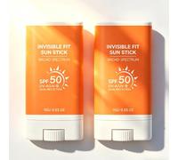 Invisible Sunscreen Stick SPF 50, Moisturizing Sun Stick for Face & Body, Lightweight Water Resistant Mineral Sunscreen, Broad Spectrum UVA/UVB Protection, Travel Size Sunblock Stick (2pc)