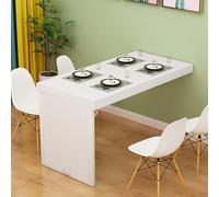 Invisible Telescopic Folding Wall Table Wooden Kitchen Foldable Desk Compact Dining Table for Home Living Room & Balcony (White + White Frame 8)