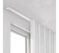 Invisible Ultra-Thin Ceiling Curtain Track - 1.8m (5.9ft) Aluminum Rod with Hooks, Silent Single Rail for Living Room, Bedroom, Hospital Divider, Easy Installation, White