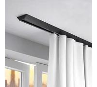 Invisible Ultra Thin Ceiling Curtain Track 11.2ft Black Aluminum Rod with Hooks Silent Room Divider for Bedroom Living Room Hospital No Punch Installation