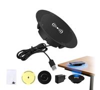 Invisible Under Desk Wireless Charger, 0.8"-1.2" Long Distance Hidden Charging Pad, No Hole Required Under Table Wireless Charging Station for All Qi-Enabled Phones, Wood/Marble/Glass Desk (1pcs)