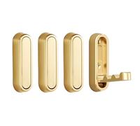 Invisible Wall Mounted Coat Hooks - Foldable Towel Hooks Drill-Free Metal Key Holders Space Saving Coat Rack - 4 Pack Gold Single Hooks for Home nization