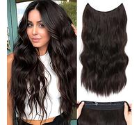 Invisible Wire Hair Extensions with Adjustable Transparent Wire, 20 Inch Synthetic Halos Hair Extension with 5 Adjustable Sizes, Secret Wire Hair Extensions Clip In Real Hair (Color: Auburn Brown)