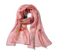 Invisible World Women's 100% Mulberry Silk Scarf Hand Painted Dragonfly Long for Neck Hair or Head - Mauve
