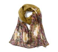 Invisible World Women's 100% Mulberry Silk Scarf Hand Painted Rose Peony Flower Long for Neck or Hair - Brown
