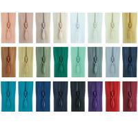 Invisible Zip (Pack of 24 zips), Suitable for Lightweight Fabric for Dressmaking (24 Colours -TG22, 16 inch)