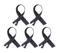 Invisible Zips 5PCS, 16 Inch / 40cm Black Nylon Closed-Ended Zipper, Durable Metal Slider for Sewing, Dressmaking, Crafting