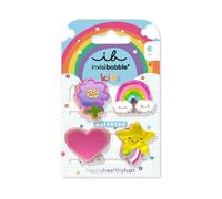 invisibobble Clipstar Kids Happy World - Pack of 4 Children's Hair Clips - Rainbow, Star, Heart and Flower Design - Non-Slip Hair Clips for Healthy Hair - Perfect for Girls