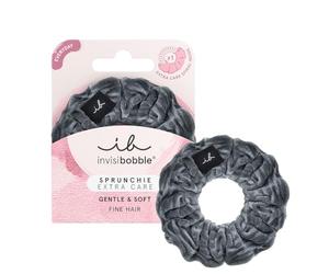 Invisibobble Extra Soft Grey Scrunchie x1 - Fabric Scrunchie with Spiral Hair Band Inside - Strong Hold, No Marks, Gentle on Hair - Women & Men Comfortable