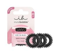 invisibobble Original Hair Scrunchie True Black I 3 x Spiral Hair Bobbles Black for Girls, Women and Men I Strong Hold & Gentle on Hair I The Original, Designed in the Heart of Munich