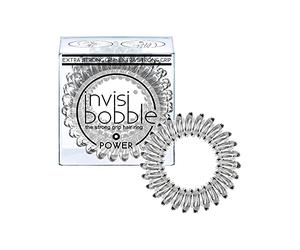invisibobble POWER Hair Ties, Crystal Clear, 3 Pack - Extra Strong Grip, Waterproof, Traceless - Perfect for Sports, Suitable for All Hair Types