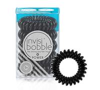 invisibobble Power Traceless Spiral Hair Ties - 5 Pack - True Black - Strong Elastic Grip Coil Hair Accessories for Active Women - No Kink, Non Soaking - Gentle for Girls Teens and Thick Hair