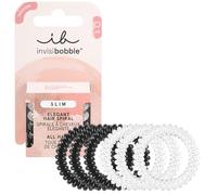 invisibobble Slim Hair Scrunchies Day and Night I 6 x Thin Hair Bobbles Black & White for Girls and Women I Elegant Look & Strong Hold I Designed in the Heart of Munich