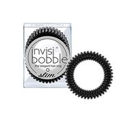 invisibobble SLIM Hair Ties, True Black, 3 Pack - No Kink, Strong Hold, Stylish Bracelet - Suitable for All Hair Types
