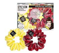 invisibobble Sprunchie Spiral Hair Ring - Disney Princess Belle- 2 Pack- Scrunchie Stylish Bracelet, Strong Elastic Grip Coil Accessories for Women - Gentle for Girls Teens and Thick Hair