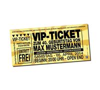 Invitation Card Birthday VIP Ticket Gold Individual