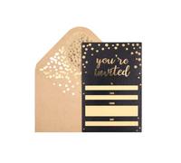 Invitation Cards,50-Count 4"x6" Black Invitation Cards ‘’You Are Invited’’ in Gold Foil Lettering with 52 Gold Confetti Foil Kraft Envelopes - For Wedding, Baby Shower, Birthday Invitations