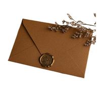 Invitation Envelope 10Pcs Linen Texture Retro Envelope Simple With Sealing Wax Sticker Blessing Thank Nostalgia Art Invitation Card(Coffee 10pcs)