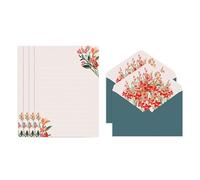 Invitation Envelopes， Multicolor Flower Envelope Stationery Kit with 4 A5 Letter Papers(Color 1)