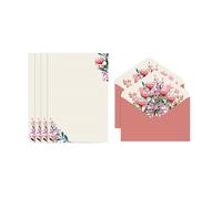 Invitation Envelopes， Multicolor Flower Envelope Stationery Kit with 4 A5 Letter Papers(Color 5)