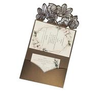 Invitation Envelopes， Wedding Invitations 50 pcs Multicolor Laser Cut Tri-fold Leaf Pocket Invite Sleeve Kit(Brown,Cover and Envelope)
