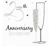 Invitation Wedding Anniversary Silver 6 pack with Envelopes