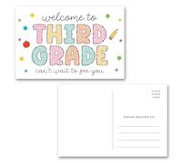InvitationHouse Welcome Back to School Pastel Postcards - Set of 32 (Third Grade)