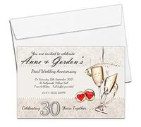Invite Designs Ltd 10 Personalised 30th Pearl Wedding Anniversary Invitations Invites N16